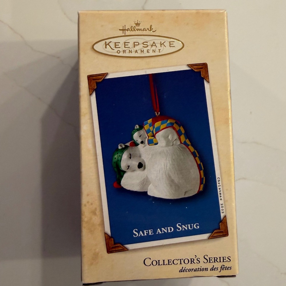 Hallmark Keepsake Ornament 2002 Safe and Snug Polar Bear Porcelain QX8036